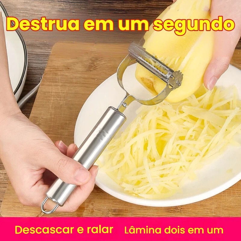 Descascador INOX Legumes Frutas Dupla Lâmina Móvel 2 Em 1/Descascador De Legumes Verduras Frutas promoção em Oferta na Shopee