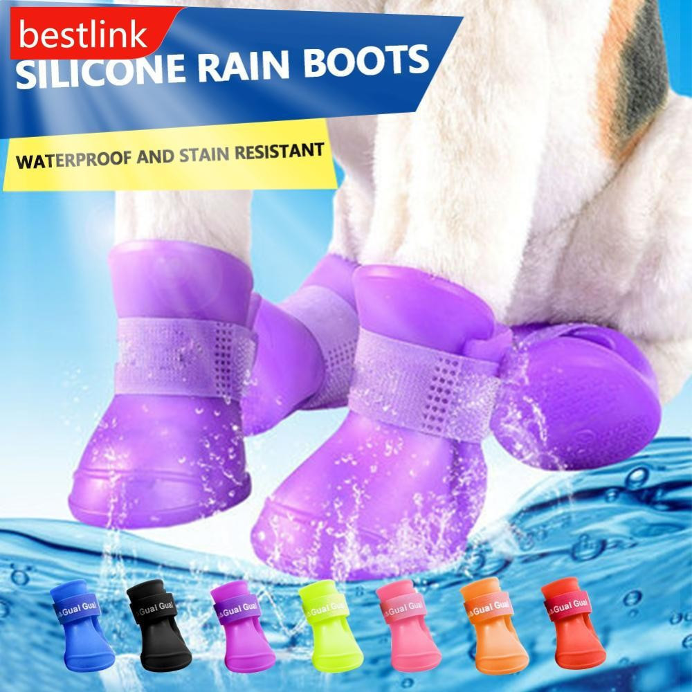 BESTLINK 4 Pçs/Set À Prova D'água Sapatos Para Cães De Estimação Botas De Chuva De Borracha Antiderrapantes Filhotes De