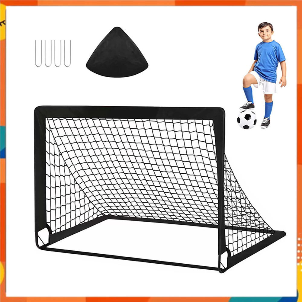 Gol de futebol infantil portátil de quintal, rede de futebol Pop-up dobrável, 120 * 90 cm, preta