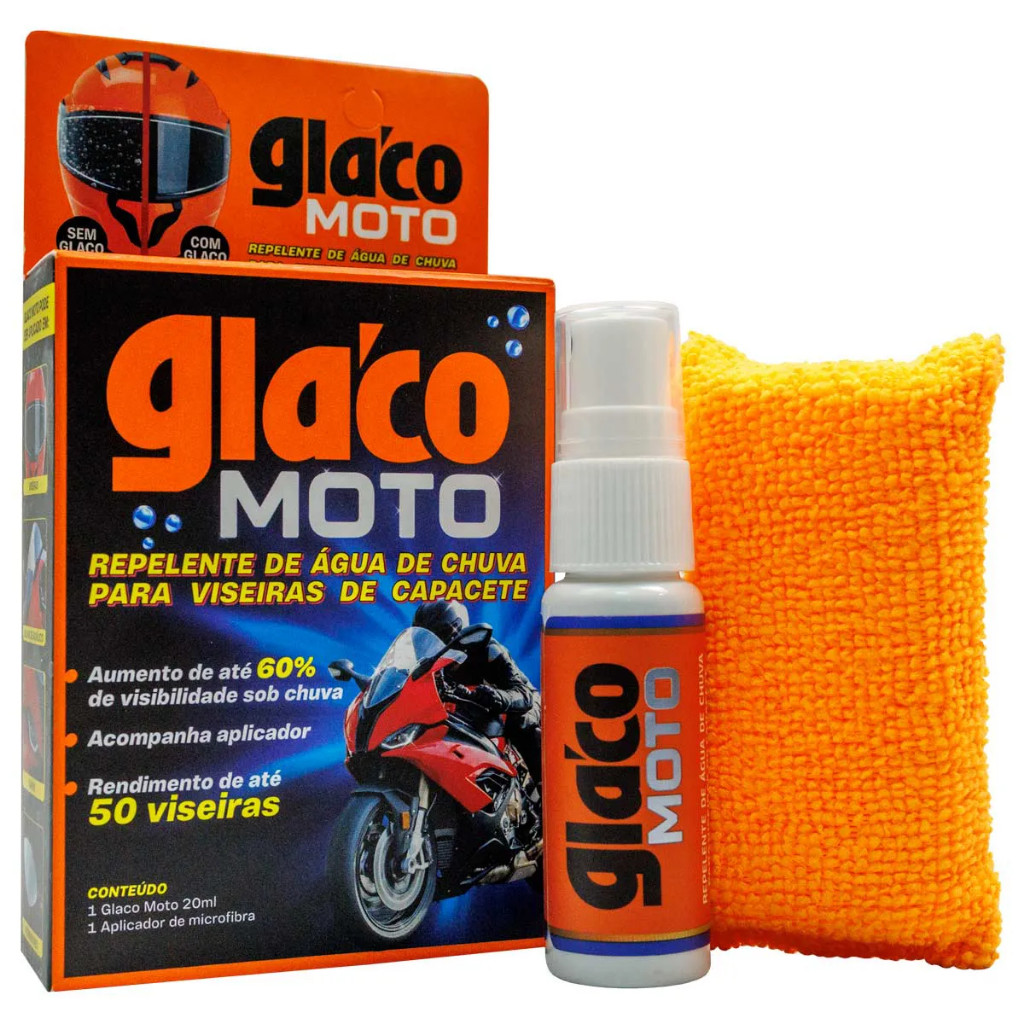 Repelente Agua Viseira Capacete Glaco Moto 20ml Soft99 Farois Retrovisores cod/02