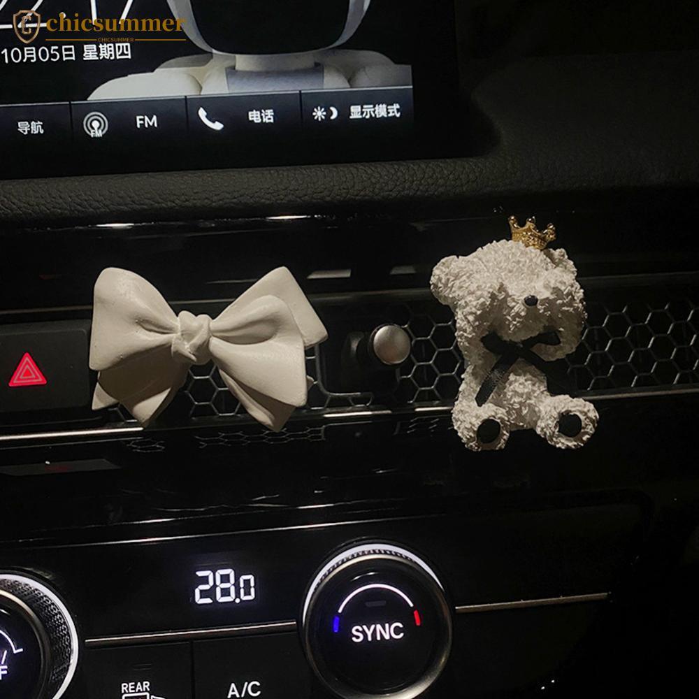 CHICSUMMER Suporte De Ambientador Para Carro , Laço , Formato De Urso , Gesso , Pedra Perfumada , Saída De Ar Automática