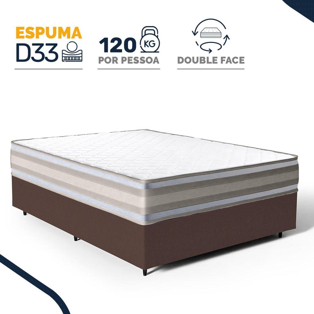 Cama Box com Colchão de Espuma D33 Double Face Territory Hellen Casal 138cm