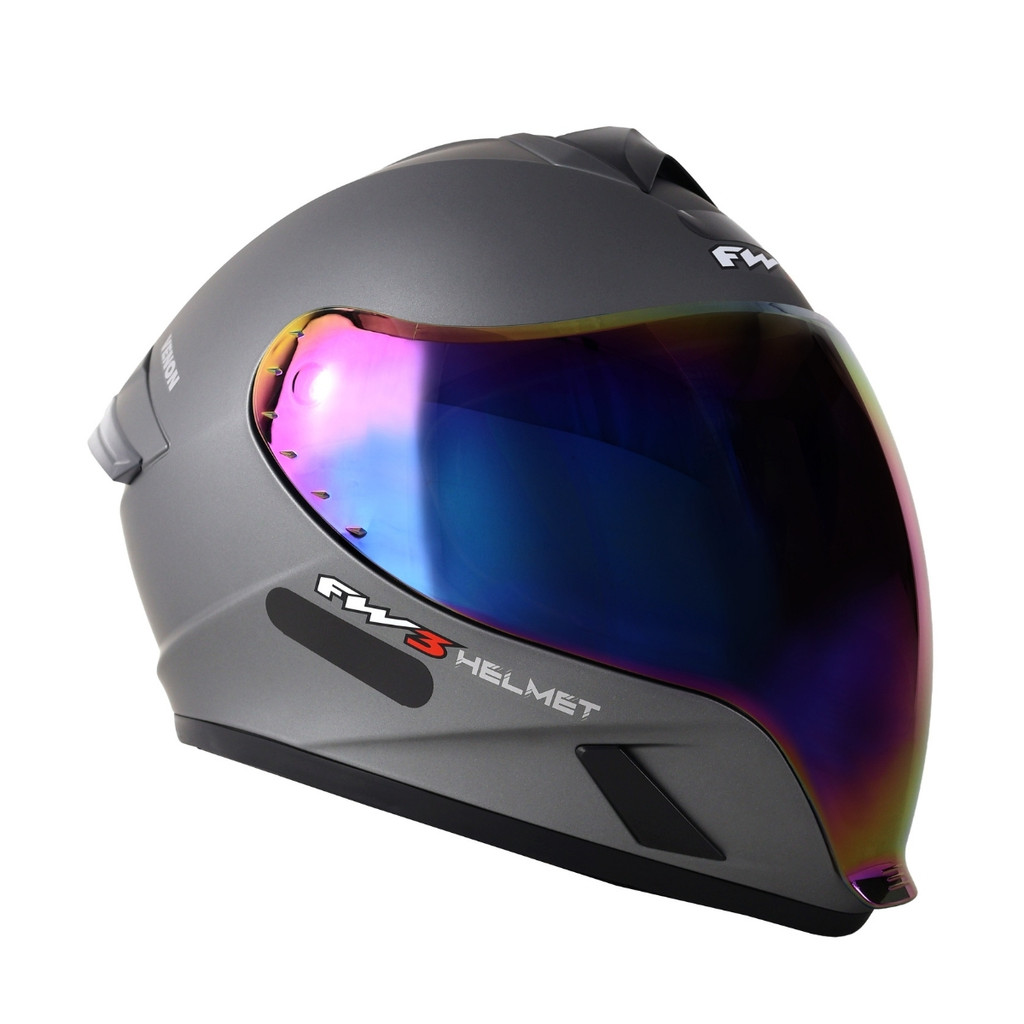 Imagem Capacete Fw3 Integral Moto Venon Com Viseira Panorâmica Camaleão + Viseira Cristal Extra Cinza Fosco