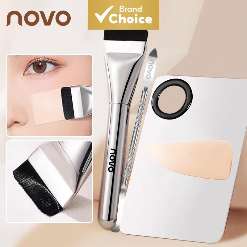 Conjunto De Ferramentas De Maquiagem Profissional Com Paleta De Mistura De Espátula E Pincel De Base Ultrafino Kit De 3 