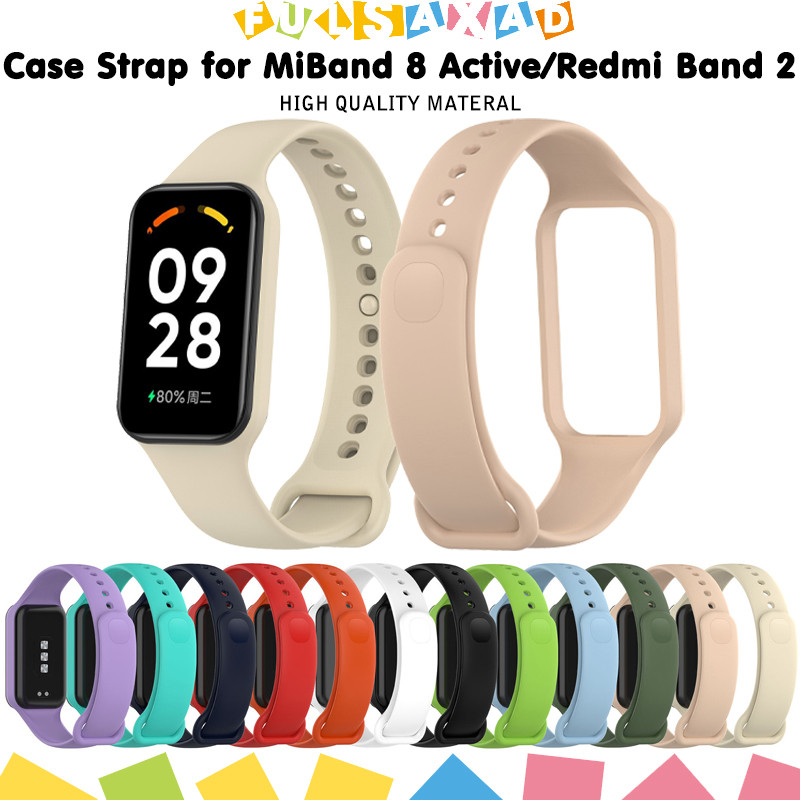Pulseira+Capinha Capa Silicone Para Relógio Xiaomi Mi Band 8 Active/Redmi Band 2 Strap Case Suave Rubber Acessórios