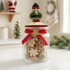 Pote Decorativo de Vidro de Natal - Guinomo - 17x9cm - 300mL - 1 unidade - Rizzo