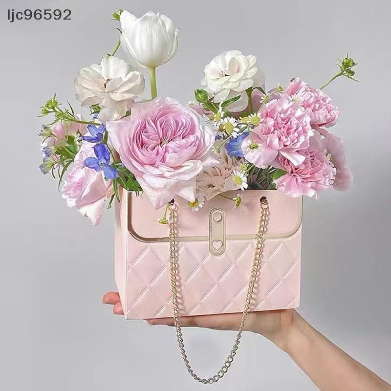 [ljc] Caixa De Flores Do Dia Dos Namorados Com Alça Bolsa De Presente Retangular Moderna Cesta Portátil [BR]