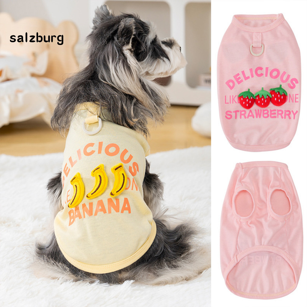 Lightweight Dog Apparel Thin Shirt No Sweat Summer Vest with D-ring – Soft Breathable for Small Medium Dogs Cute Fruit