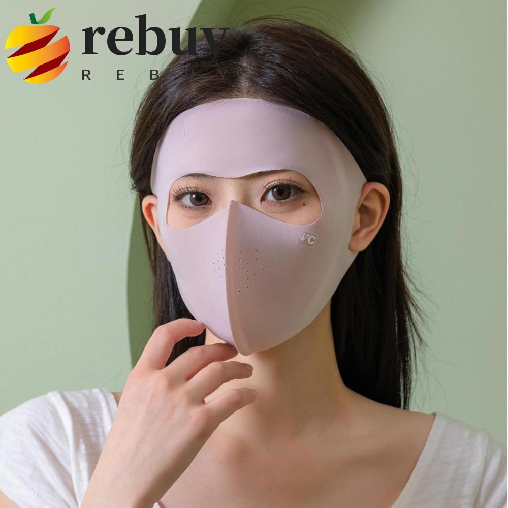 REBUY1 UPF50 + Máscara Protetora Solar , Roupas Faciais Respiráveis De Seda Gelada Sem Rastros , De Proteção UV Fina De 