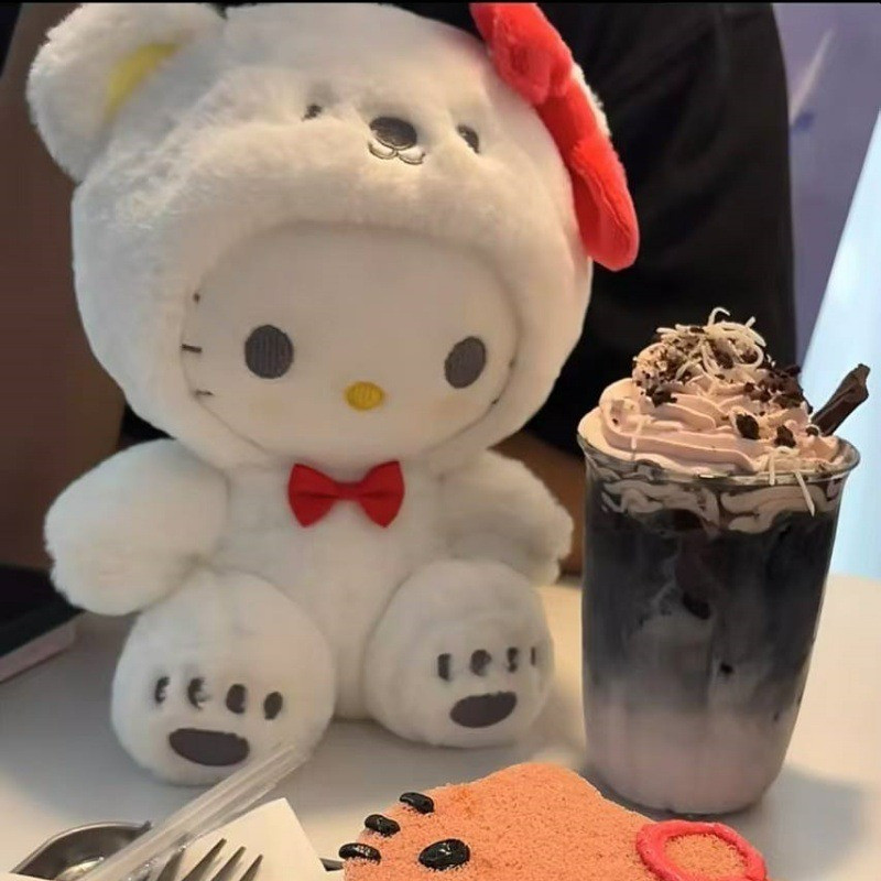 Pelúcia Urso Hello Kitty Cosplay 25cm - Boneca Sanrio Fofinha, Brinquedo para Menina, Presente Aniversário 