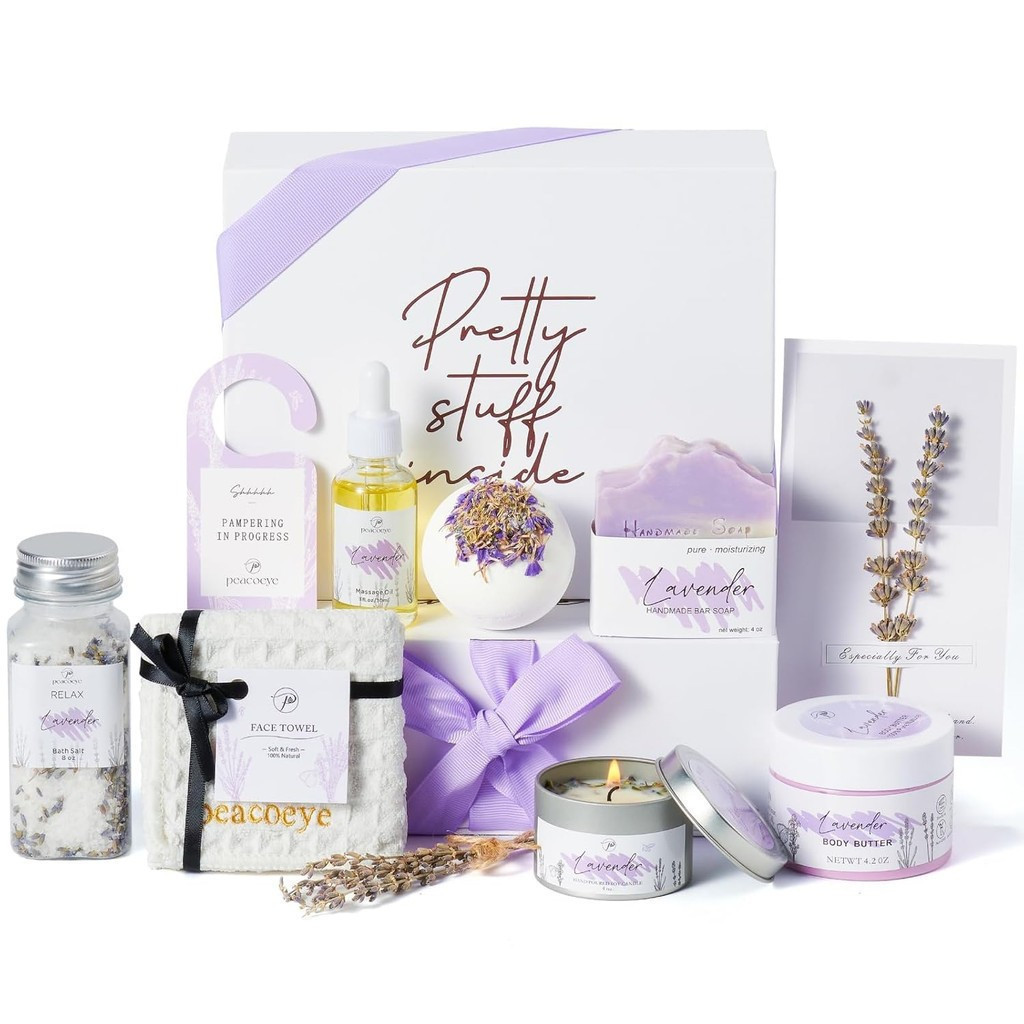 Presentes para Mulheres, Cestas de Presente de Spa com Lavanda, Presentes para o Dia das Mães, Presente Relaxante de Aut