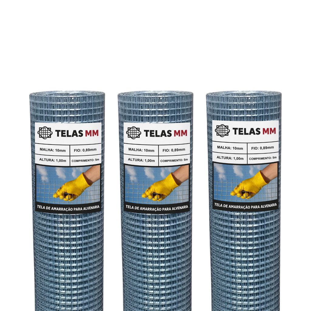 Tela Soldada 10mm Portões Pets Jardim 5m X 1,00m 3 Rolos