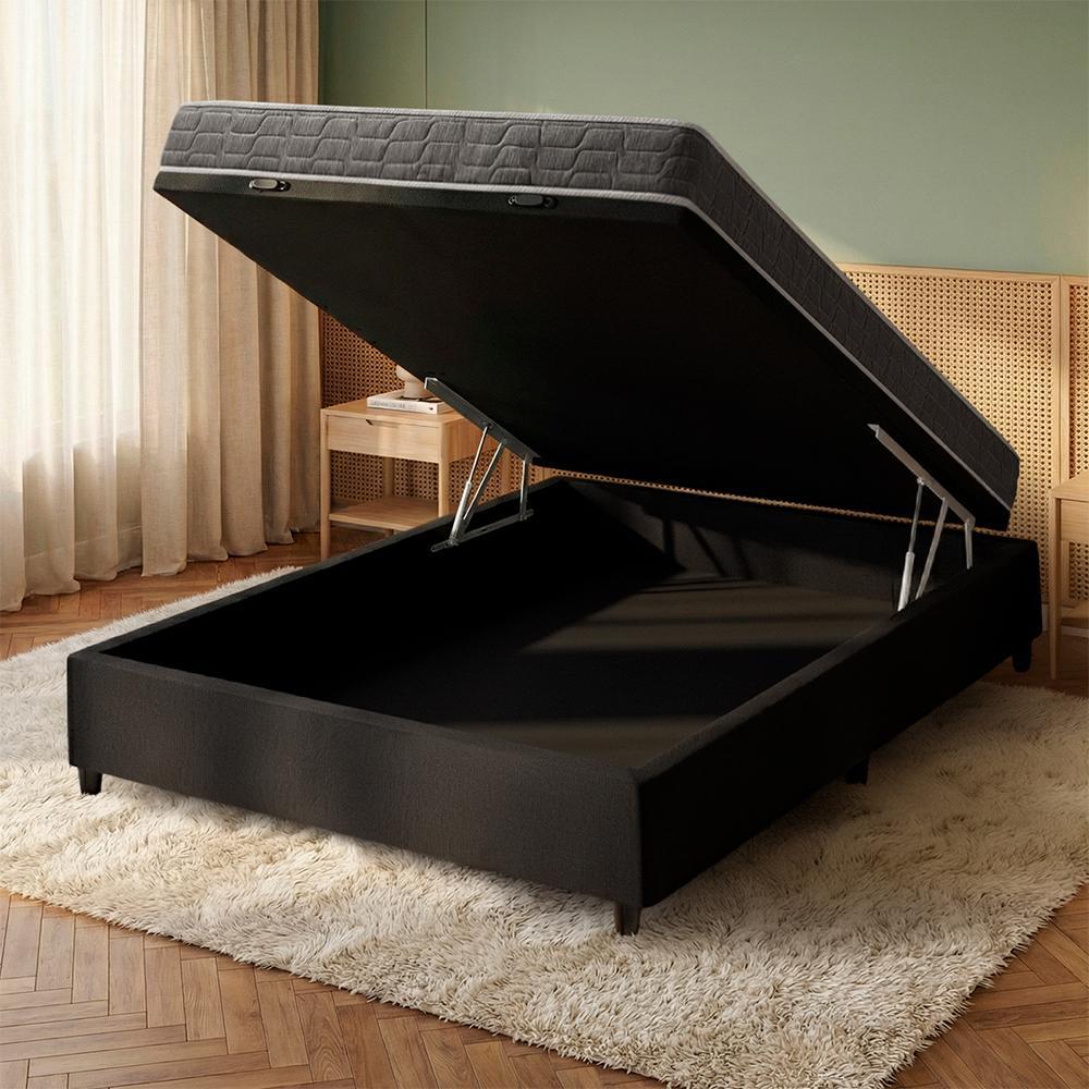 Cama Box Baú Casal Preto + Colchão Espuma D33 Ortopédico Zidi San Francisco 138x188x59cm · foto 2