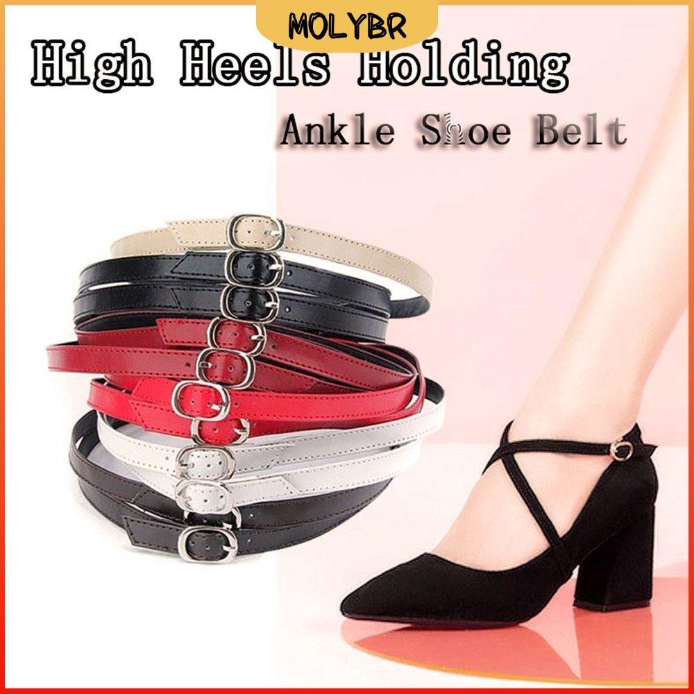 MOILY Women PU Cadarço Cruzado De Couro Salto Alto Ajustável Antiderrapante Fivelas De Metal Cinto De Calçado
