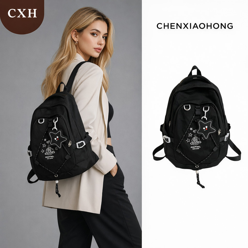 CHENXIAOHONG Mochila escolar, Mochila casual,  design com cordão, estilo universitário, mochila simples para o dia a dia