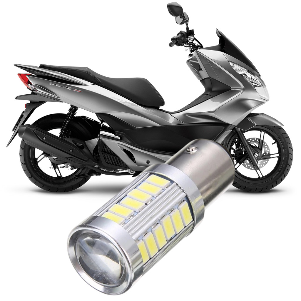 Lampada Ultra LED Luz de Freio e Lanterna Traseira P21/5W Moto Motocicleta Honda PCX 2013 a 2015 Geração 1