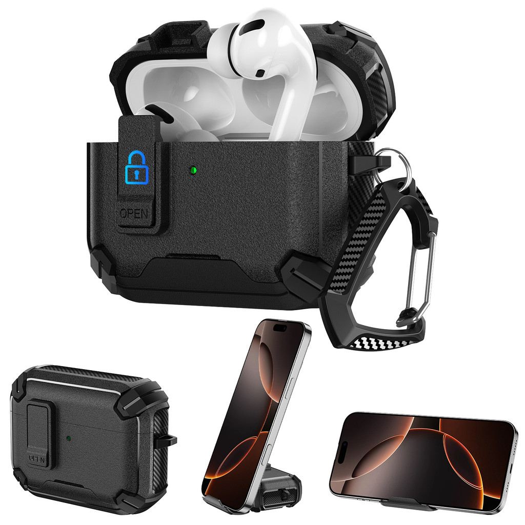 Capa Protetora De Clipe De Bloqueio Seguro TPU Para Airpods Pro3 4 ANC Pro2 Bracing Stand Holder Design À Prova De Choqu
