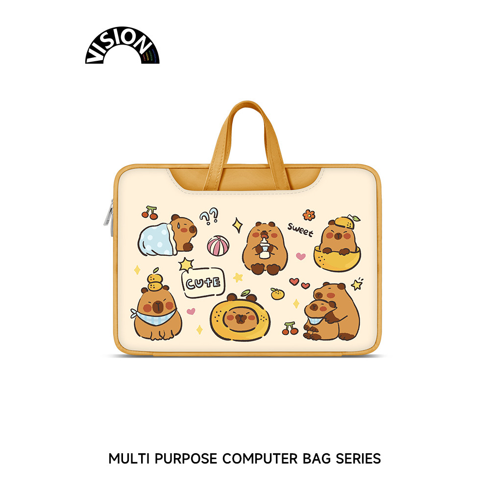VISION Kabara Capivara Bolsa para Laptop feminina novo estilo portátil adequada para Apple macbook 15: 20 cm Shin-Chan a
