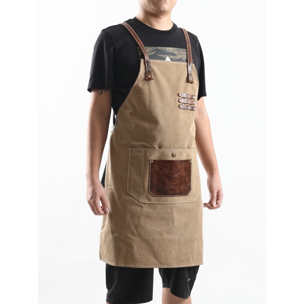 High-End café restaurante leite chá barbeiro garçom macacão masculino artesanal artesão ombro duplo lavado lona avental