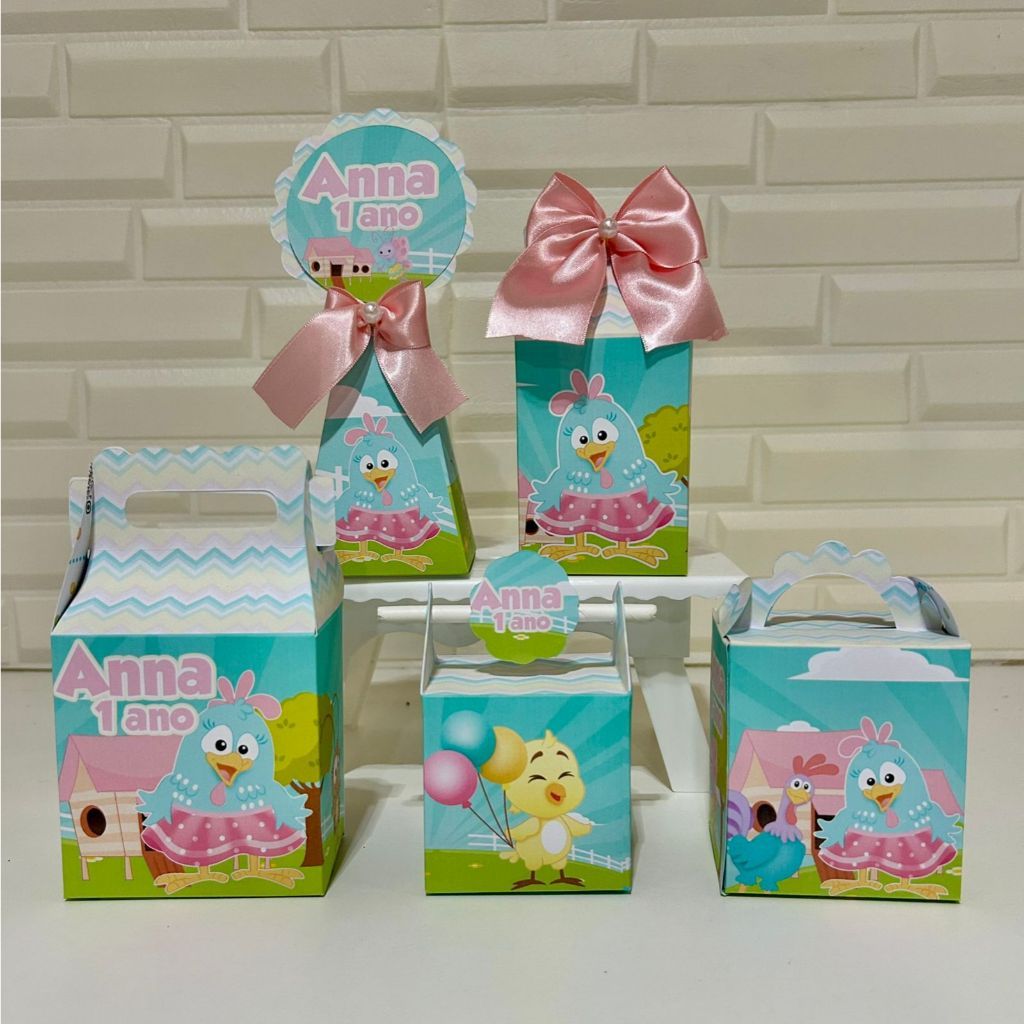 Kit Lembrancinha Galinha Pintadinha Rosa Personalizada l Pegue e Monte l Festa Infantil Aniversário