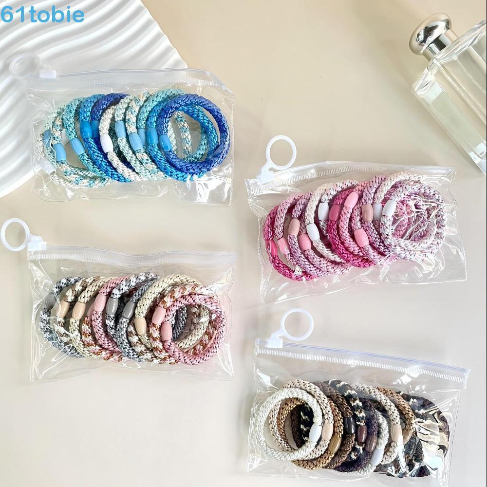 TOBIE 12 Unidades/Conjunto De Corda De Cabelo , Suportes De Rabo De Cavalo Coloridos De Alta Qualidade , Faixa De Borrac