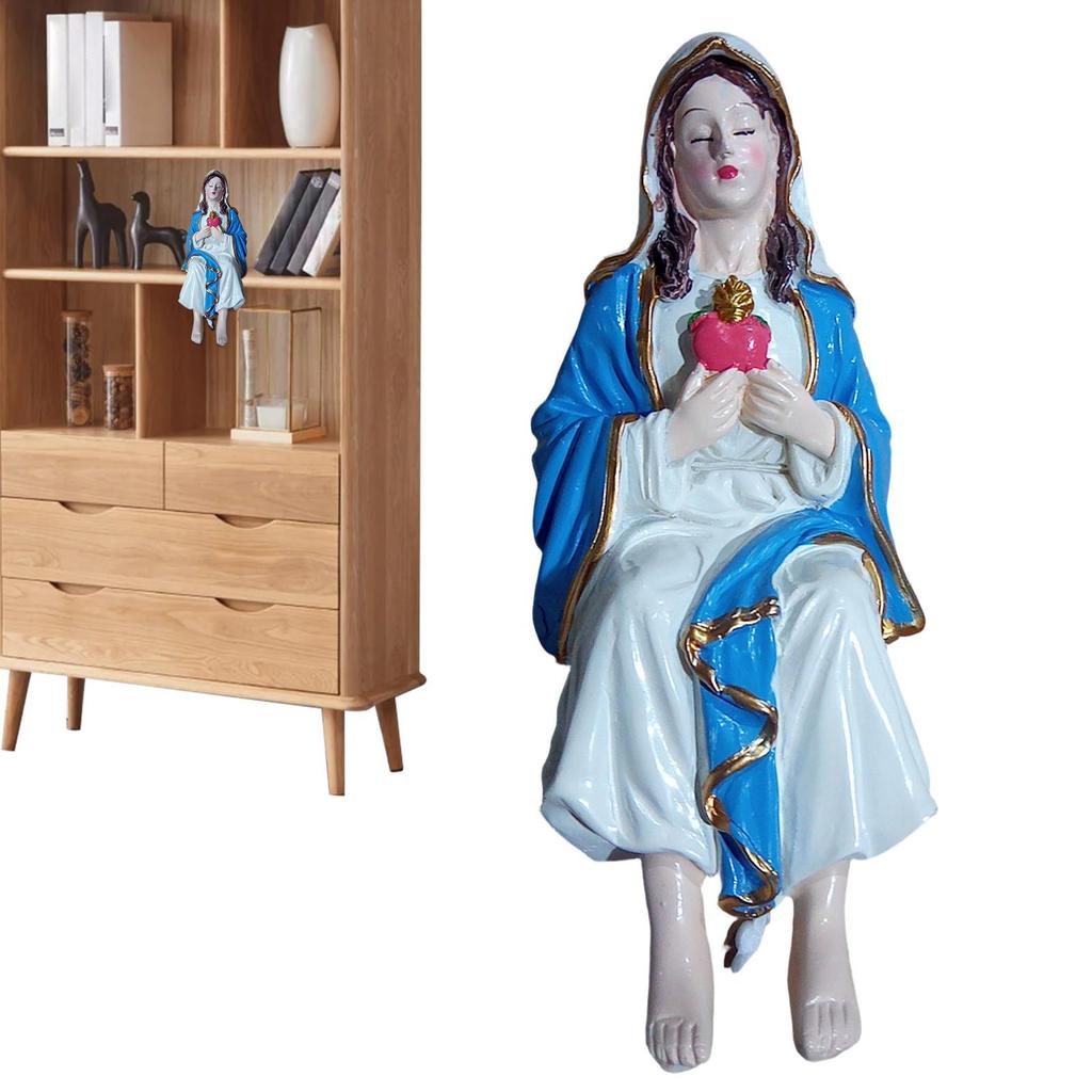 Virgem Maria Estatueta De Resina Sagrada Decoração Pintada À Mão Nossa Senhora Escultura Para Casa Prateleira De Mesa