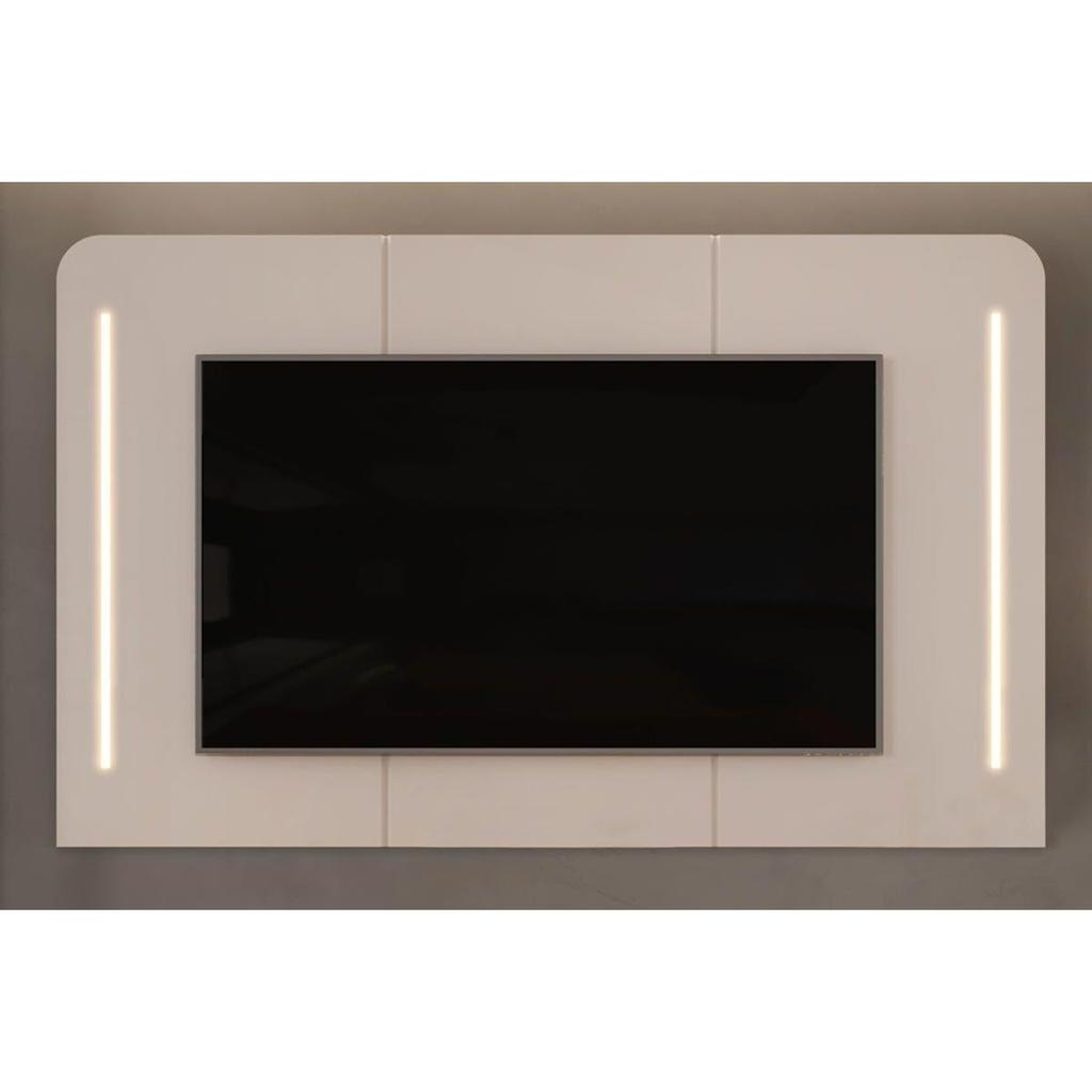 Painel Home p/ TV até 75 Pol Atlas 100% MDF c/ Led 218x135cm Off White - DJ Móveis