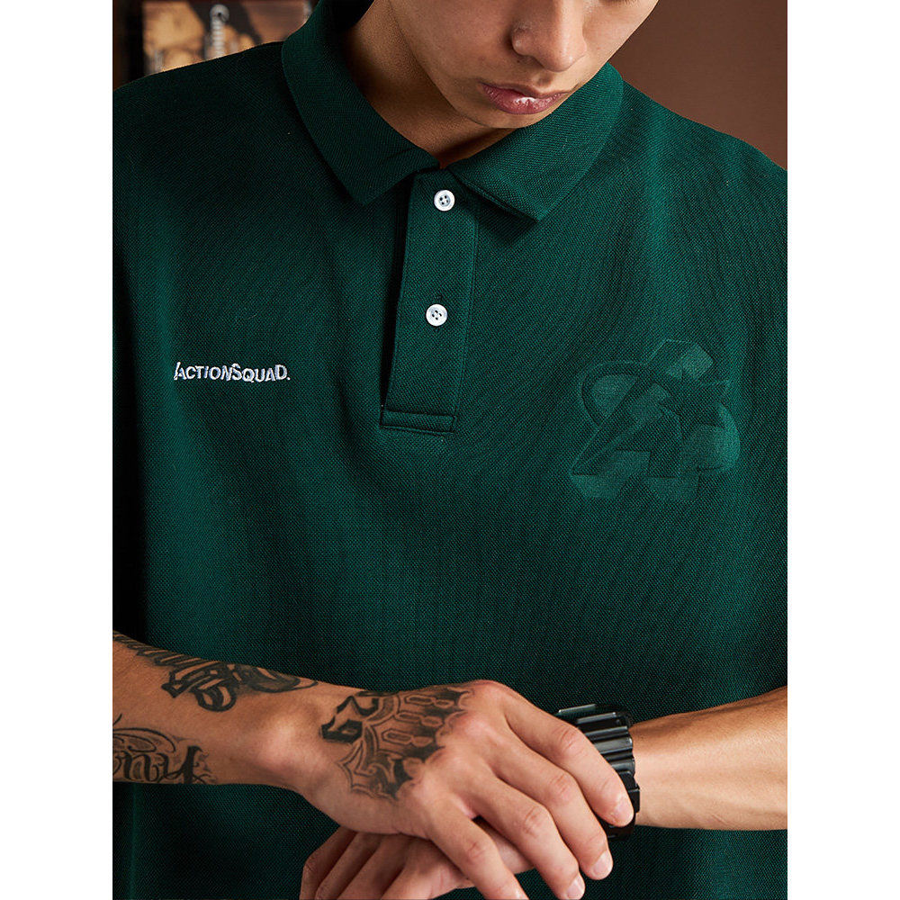 Acções Street Wear verão novo estilo em relevo simples lapela solta Paul POLO camisa de manga curta camiseta masculina t