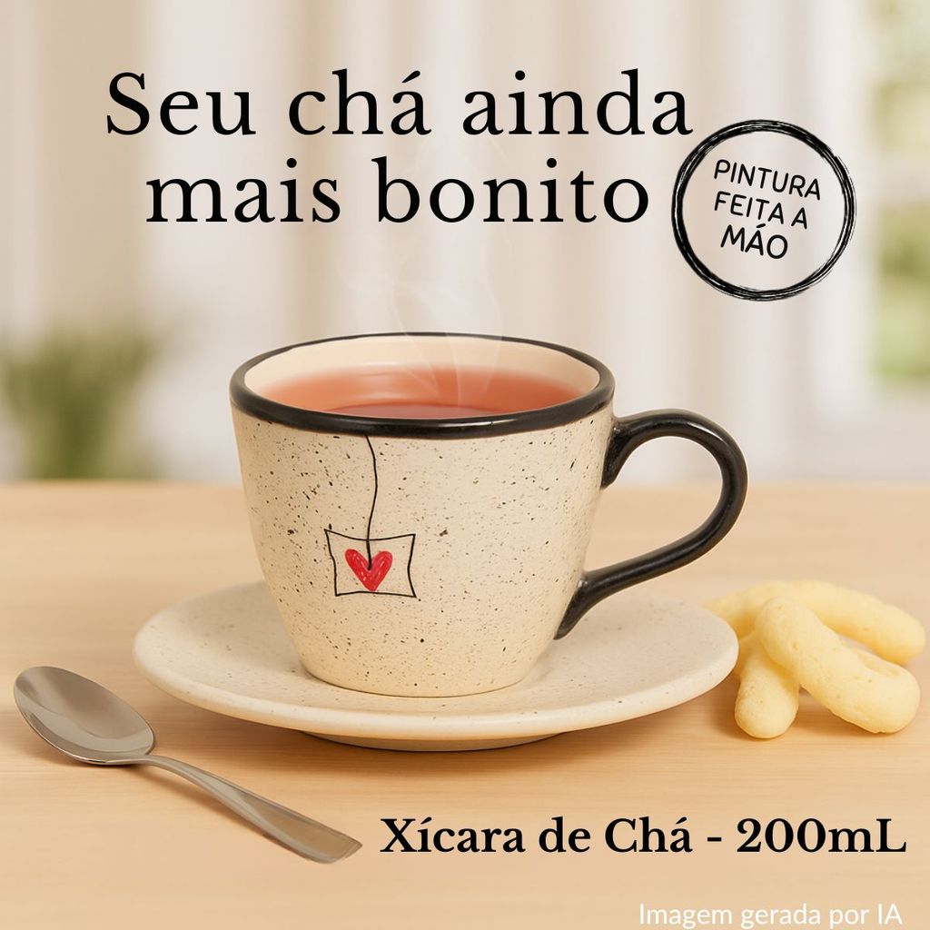 Xícara Chá/Café Louça Cerâmica Artesanal pintado à Mão Decoração Mesa Posta em Oferta na Shopee