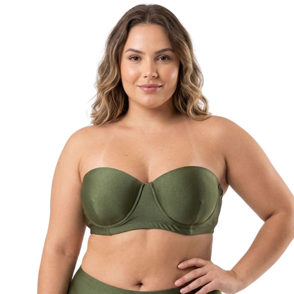 Top Biquíni Plus Size Tomara Que Caia Alças Removíveis Com Bojo Fixo Arsiè