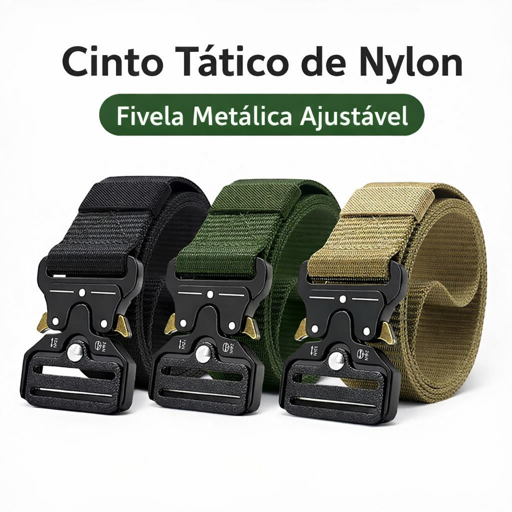 Cinto Masculino Tático de Nylon com Fivela Militar Ajustável e Resistente em Oferta na Shopee
