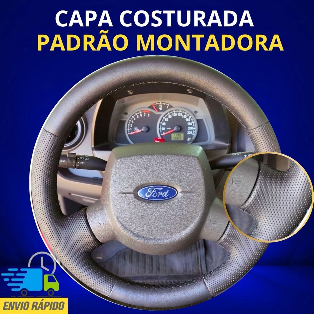 Capa de Volante Costurada Ford Ka 1997 a 2012 kit completo agulha linha cola vídeo de Instalação