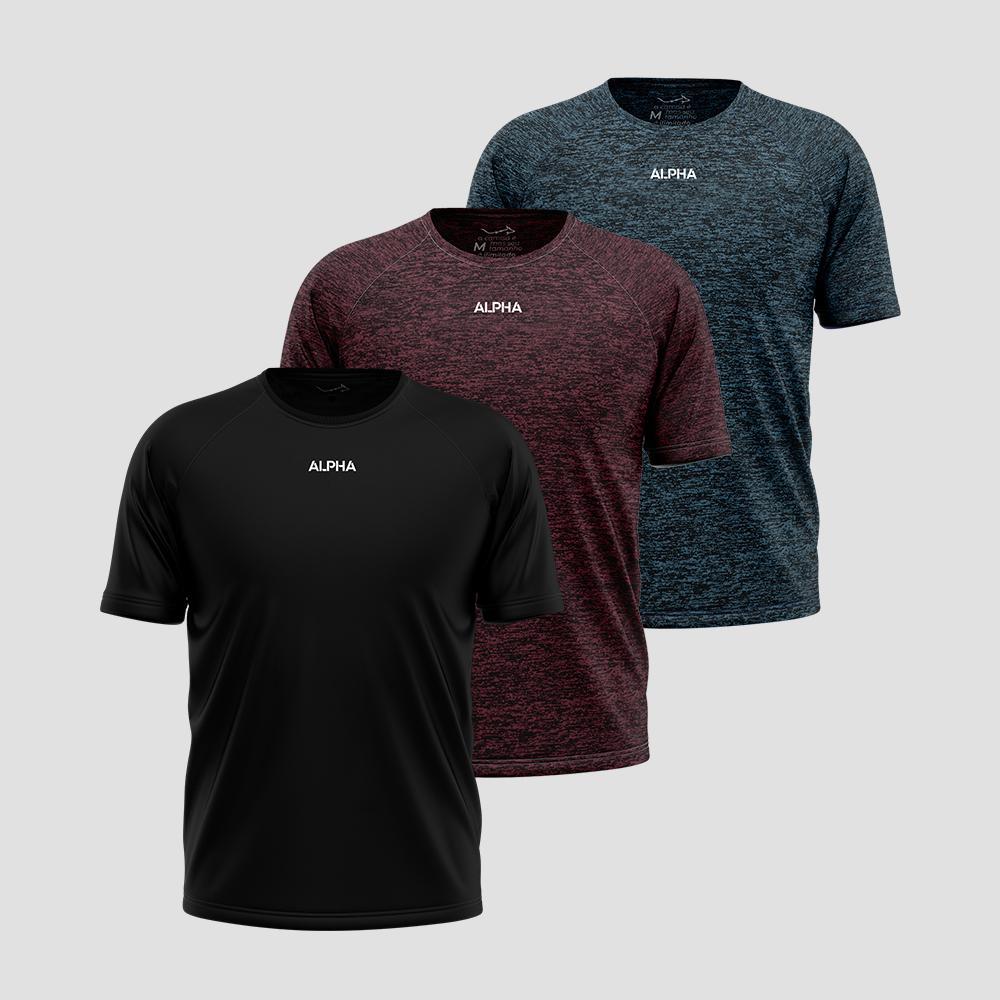 Kit 3 Camisetas Dry Alpha Co Masculina