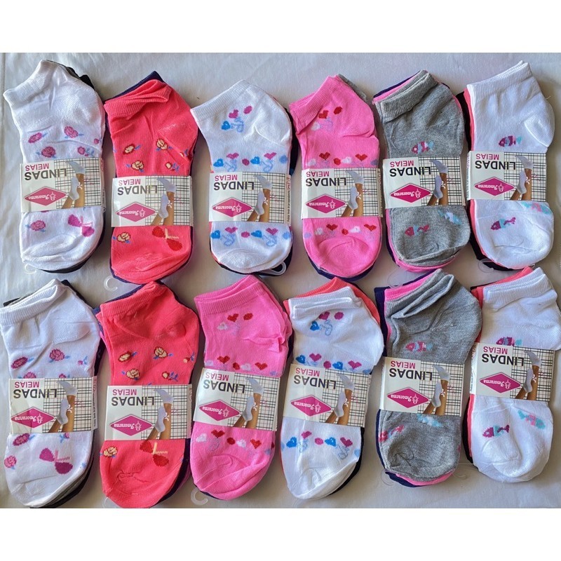 Kit 3 a 12 Pares Meias Feminina  Soquete Cores Fofas 35ao40
