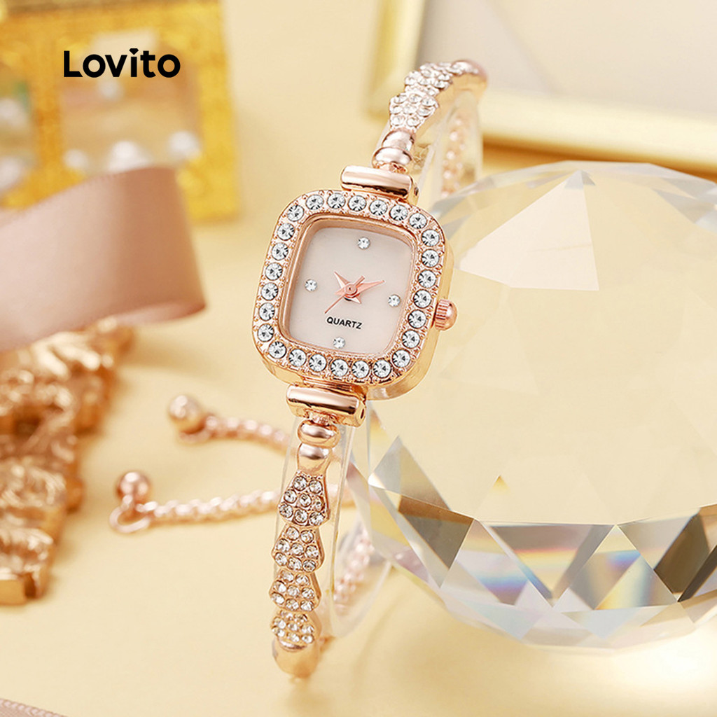 Lovito Relógio Casual Quartzo com Strass LFA108138