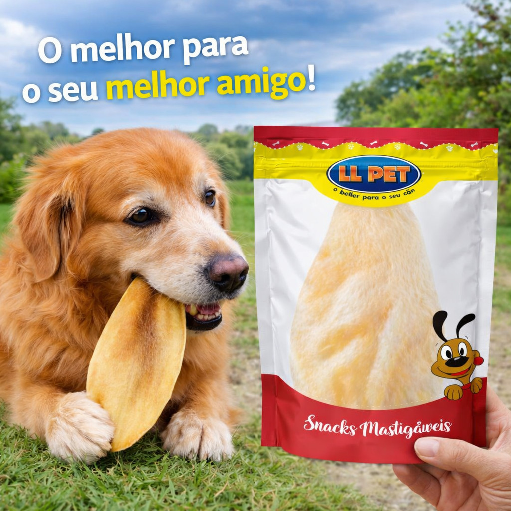 Petisco Pet Natural Mordedor Orelha Bovina Macia Leve Anti-Tártaro Recompensa Dia Dia Promoção