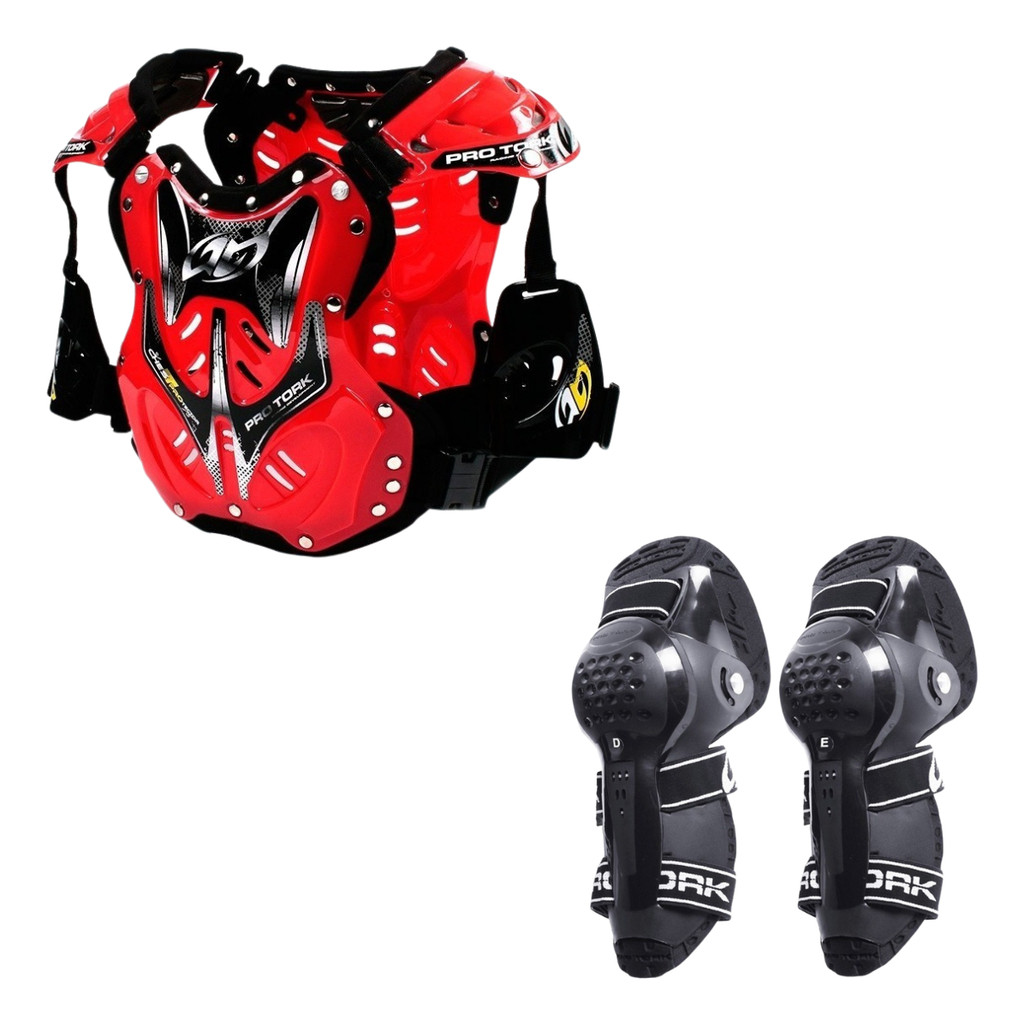 Kit Colete Joelheira Articulada Proteção Motocross Trilha