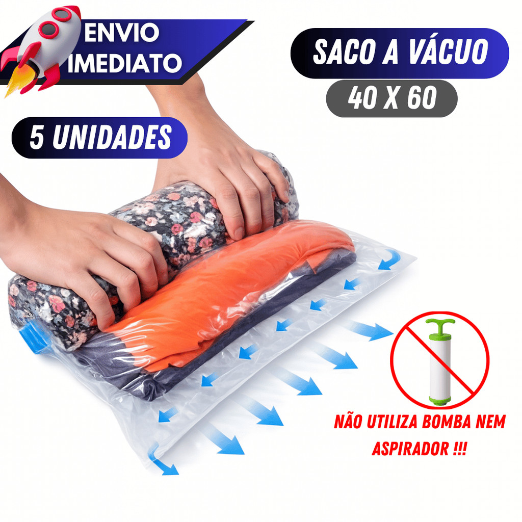 Kit 1/2/3/5 Saco a Vácuo Organizador 40x60 Manual para Viagem Roupas Protetor Mala Cobertor Reutilizável