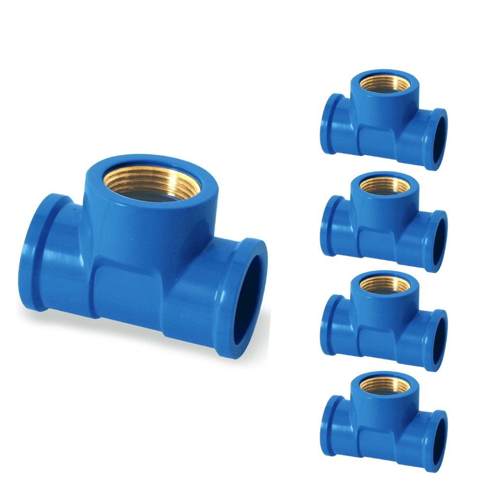 Tee LR Bucha Latão Azul 25mm x 1/2 Soldável Tê