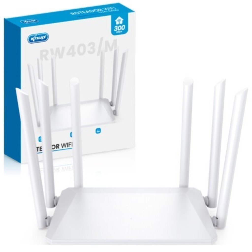 Roteador Wifi 2.4GHz 300mbps com 6 Antenas KNUP - KP-RW403/M