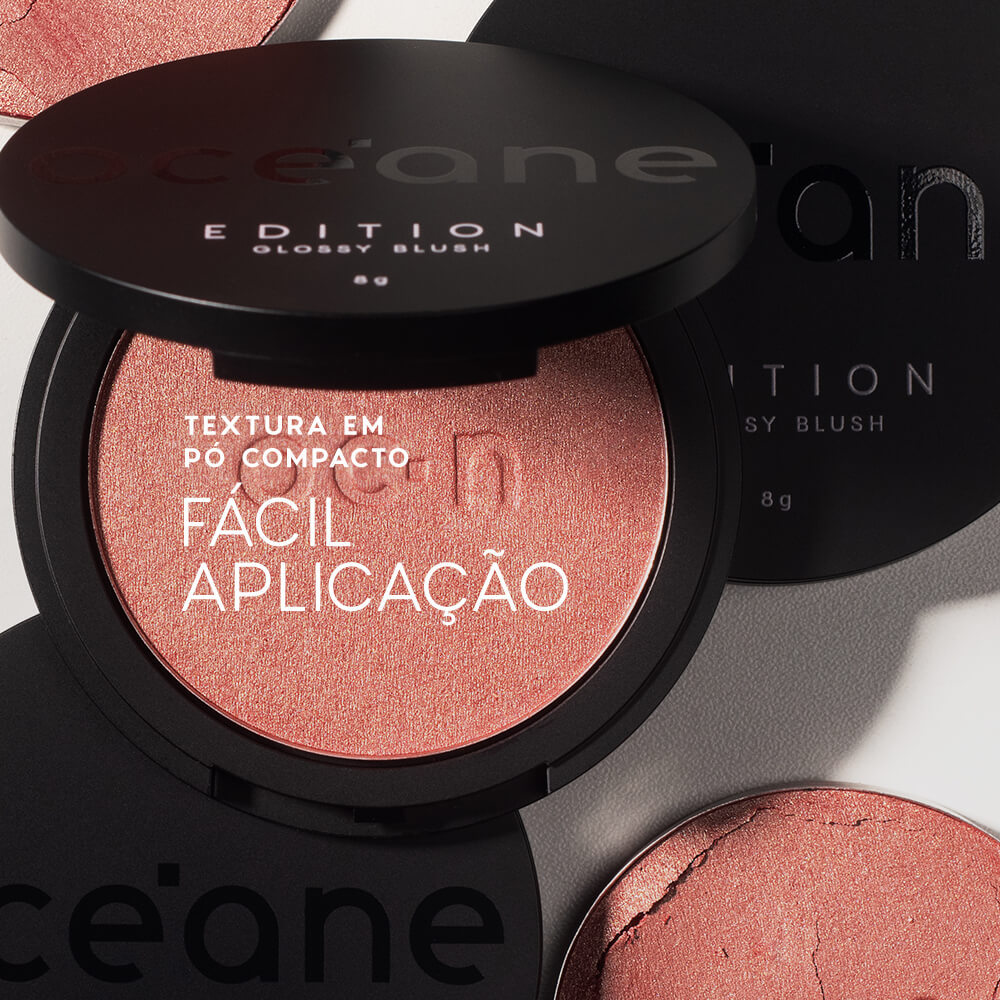 Detalhes do Blush Cintilante - Glossy Blush Rose Pink Océane Edition 8g
