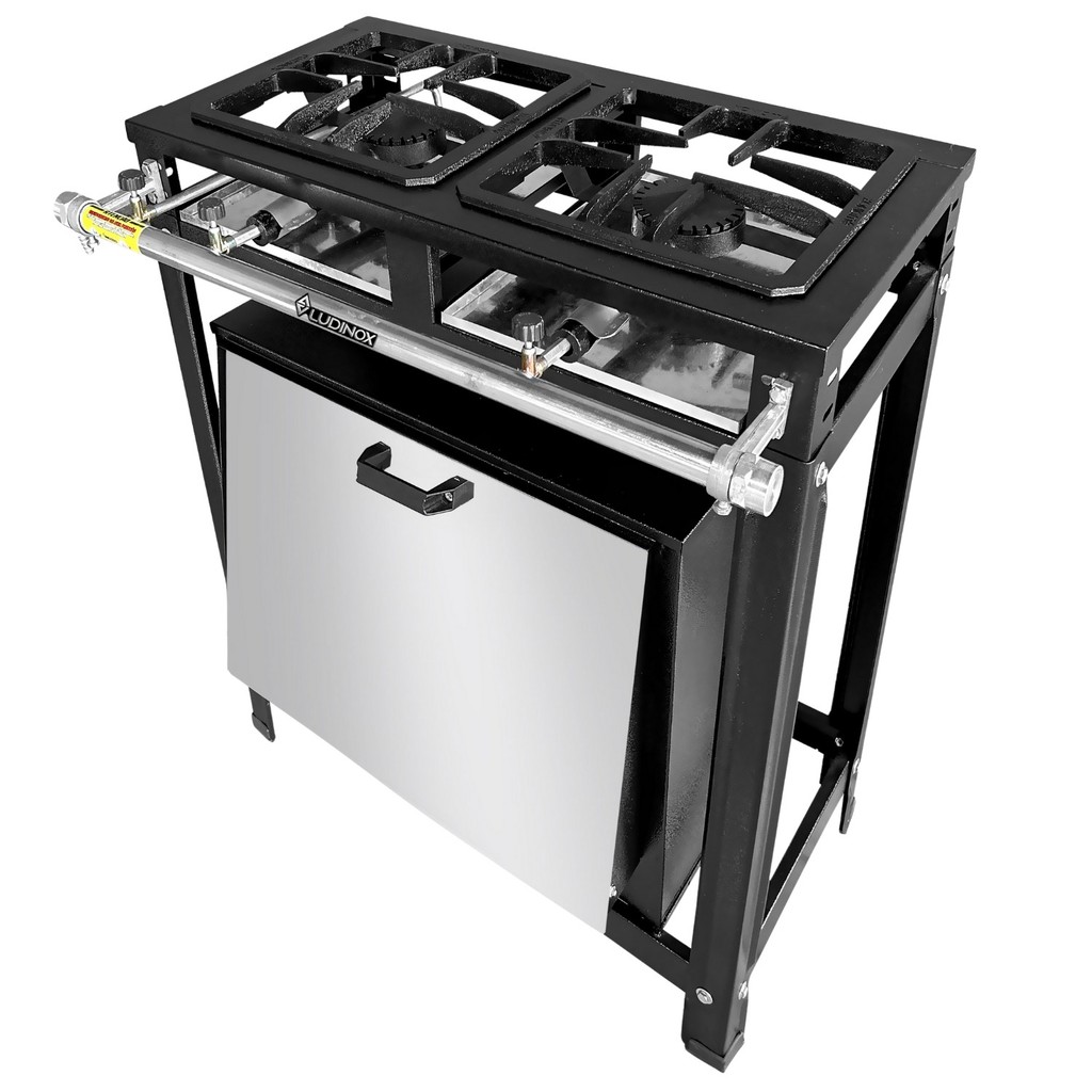 Fogão Industrial Economy 2 Bocas Com Forno Porta Inox Alta Pressão