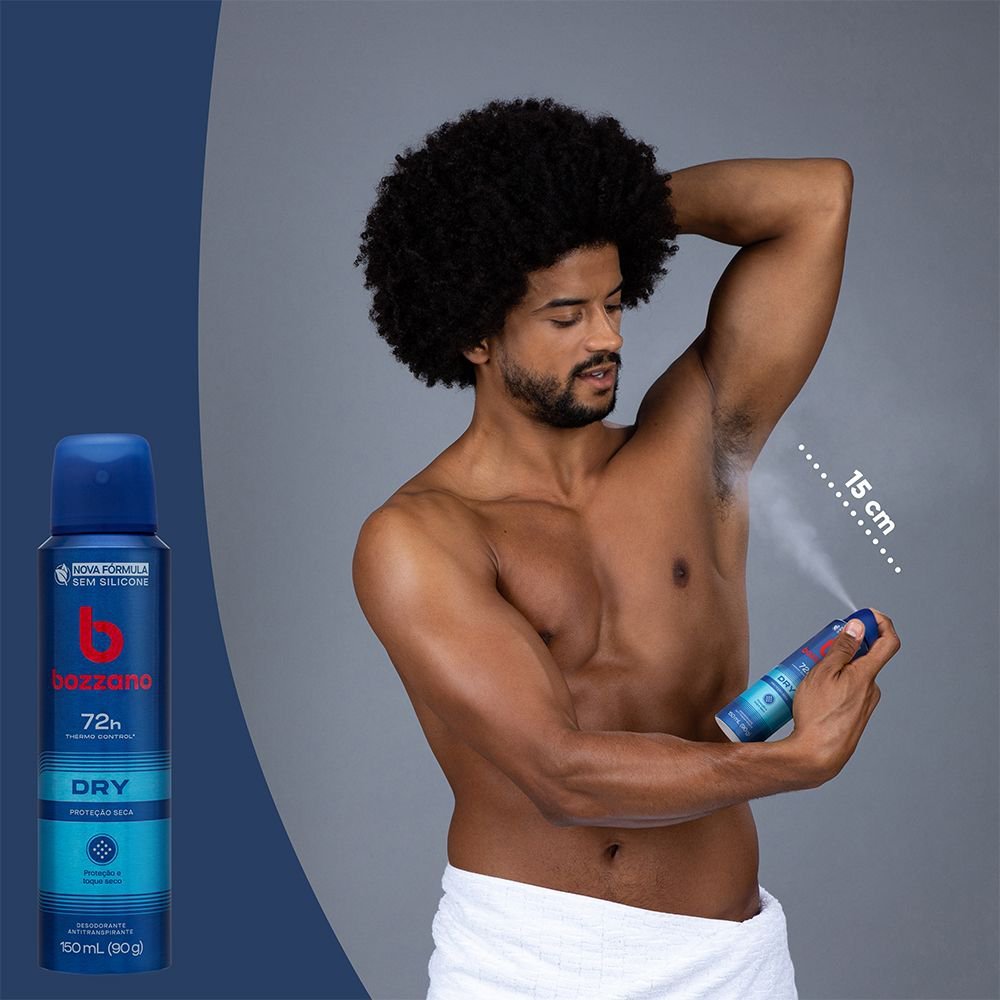 Detalhes do Desodorante Aerossol Antitranspirante Masculino Bozzano Dry 150ml