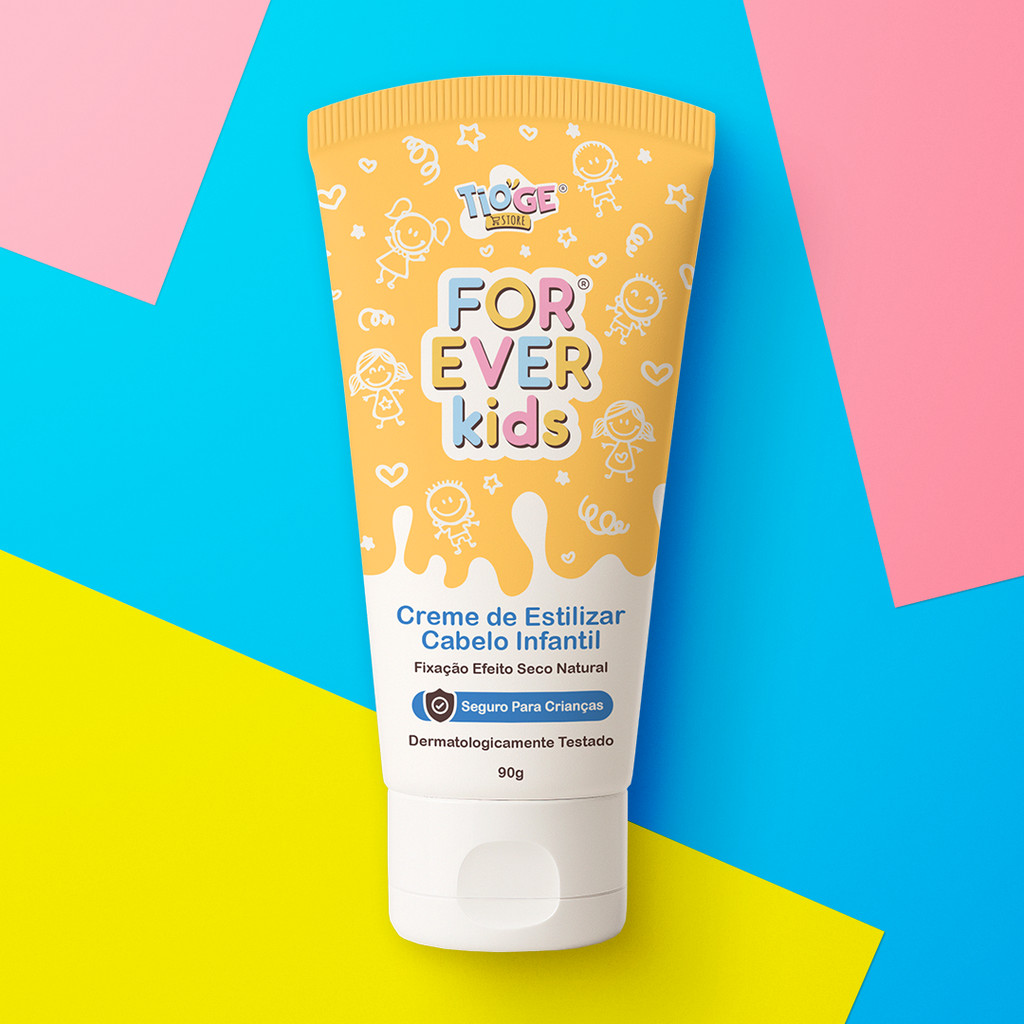 Creme de Estilizar Cabelo Infantil Pomada Capilar Efeito Matte Natural Para Criança Vegano Forever Kids Tio Ge Store 90g