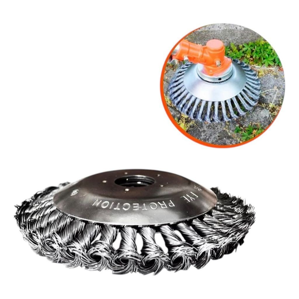 Escova de Aço para Roçadeira 1 Polegada (25,4mm) - Pincel de Limpeza Pesada para Remover Ervas Daninhas e Ferrugem