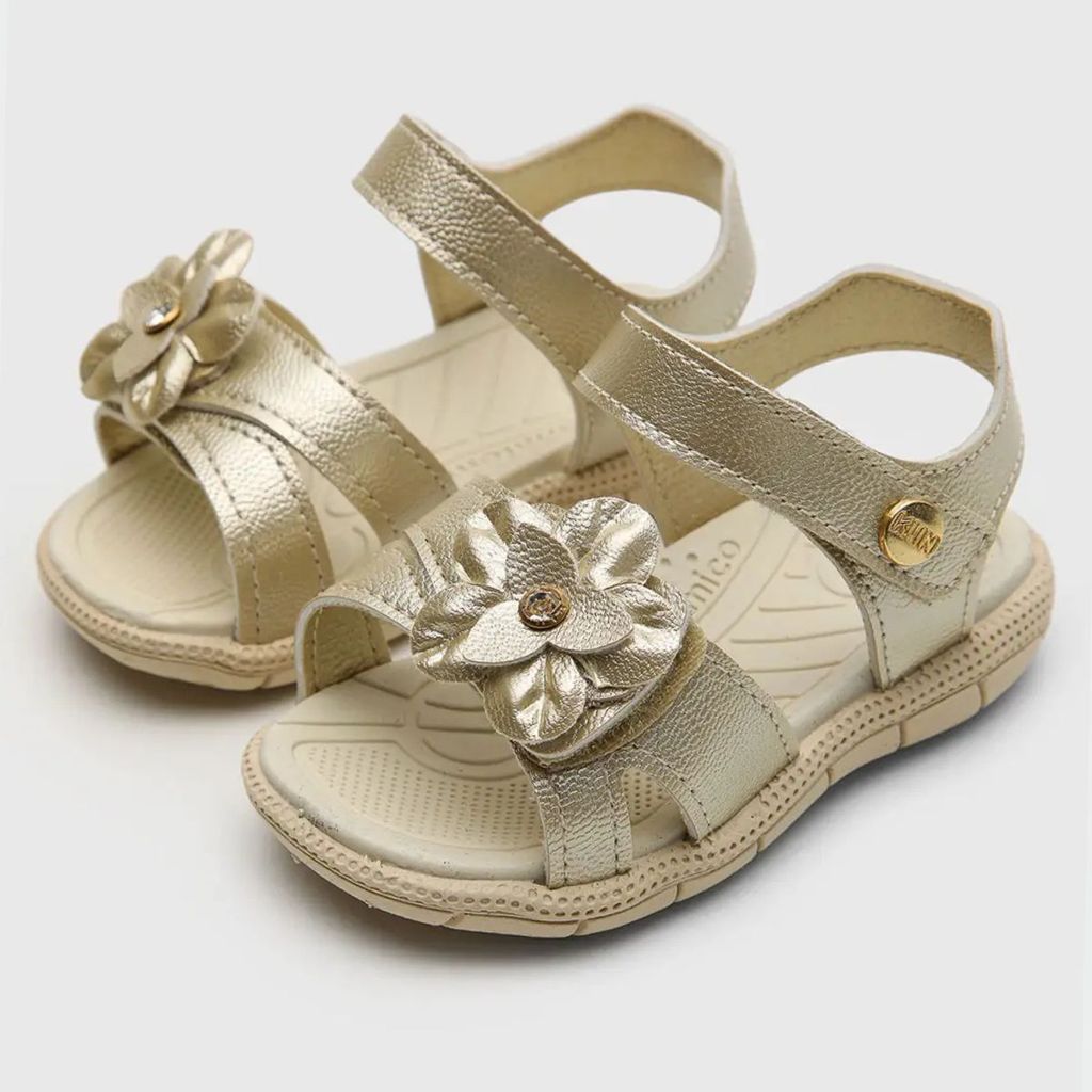 Sandália Infantil Klin Tic Tac Menina - Dourado em Oferta na Shopee