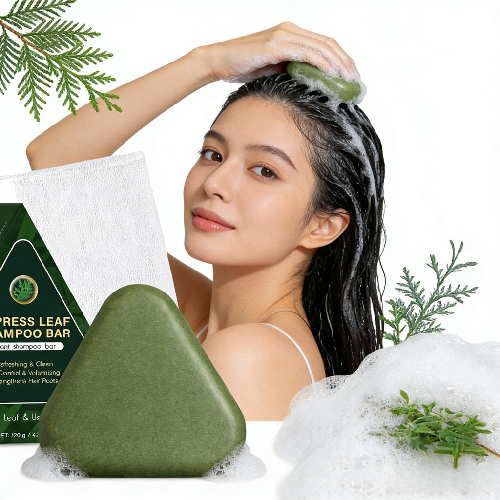 Barra De Shampoo De Folha De Cipreste 120g-Fórmula De Controle De Óleo E Volume , Fortalece As Raízes Do Cabelo Com Limp
