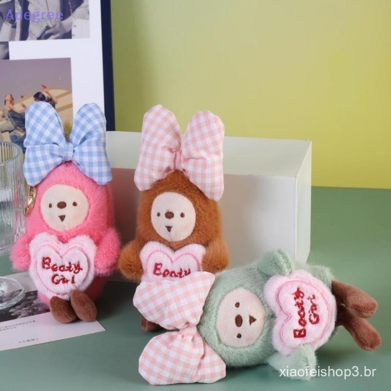 Adegree Bonito Bowknot Segurando Coração Pequeno Ouriço Boneca De Pelúcia Pingente Mochila Enforcamentos Ornamentos Aces