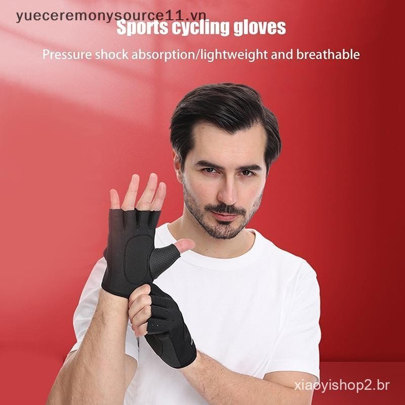 YS Meio Dedo Respirável Treinamento De Musculação Silicone Palma Luvas De Levantamento De Peso Fitness Halteres Ginástic