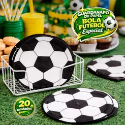 Guardanapo De Papel Bola Futebol Formato Especial Kit Com 20 Peças Silver Festas